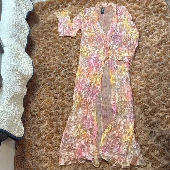 Teatro Dei Sogni by Beppe Bondi Gold and Cream Textured Robe size 14 - Picture 10 of 15